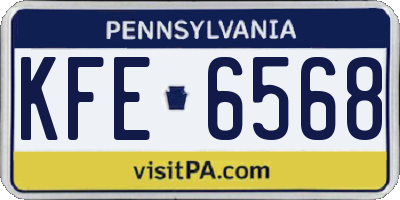 PA license plate KFE6568