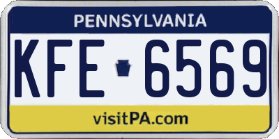 PA license plate KFE6569