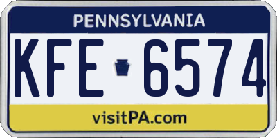 PA license plate KFE6574