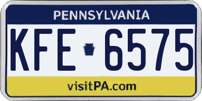 PA license plate KFE6575