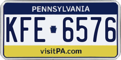 PA license plate KFE6576
