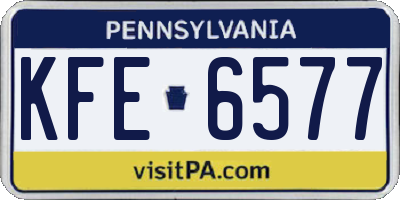 PA license plate KFE6577