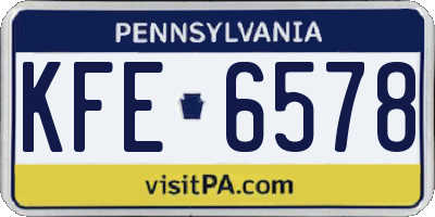 PA license plate KFE6578