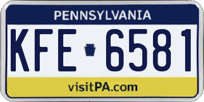 PA license plate KFE6581