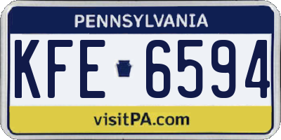 PA license plate KFE6594