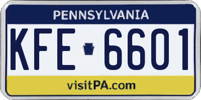 PA license plate KFE6601