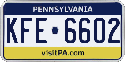 PA license plate KFE6602