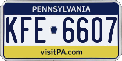 PA license plate KFE6607