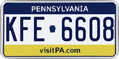 PA license plate KFE6608