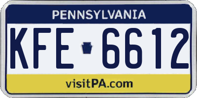 PA license plate KFE6612