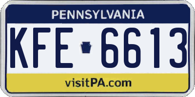 PA license plate KFE6613