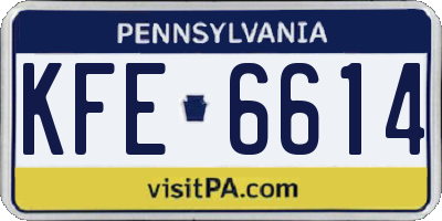 PA license plate KFE6614