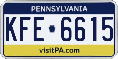 PA license plate KFE6615