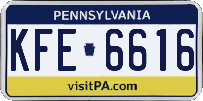 PA license plate KFE6616