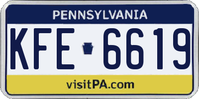 PA license plate KFE6619