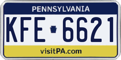 PA license plate KFE6621