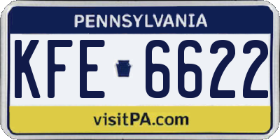 PA license plate KFE6622