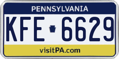 PA license plate KFE6629