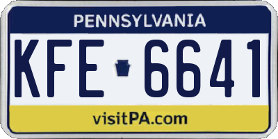 PA license plate KFE6641