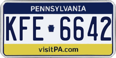 PA license plate KFE6642