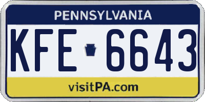 PA license plate KFE6643