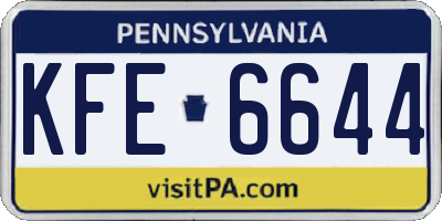 PA license plate KFE6644