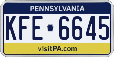 PA license plate KFE6645