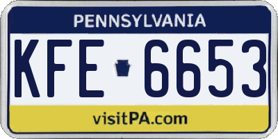 PA license plate KFE6653