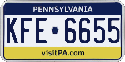 PA license plate KFE6655