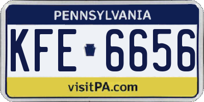 PA license plate KFE6656