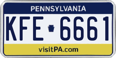 PA license plate KFE6661