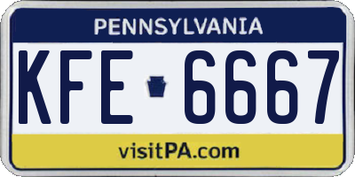 PA license plate KFE6667