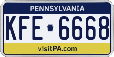 PA license plate KFE6668