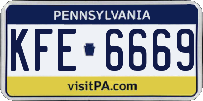 PA license plate KFE6669