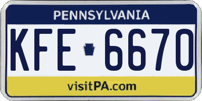 PA license plate KFE6670