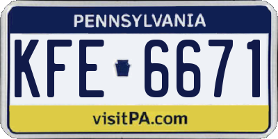 PA license plate KFE6671