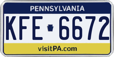 PA license plate KFE6672