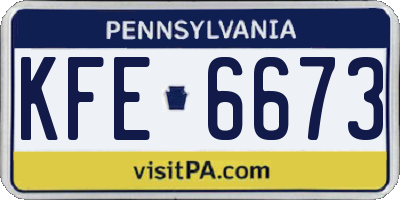 PA license plate KFE6673