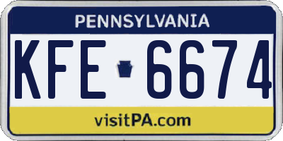 PA license plate KFE6674