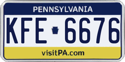 PA license plate KFE6676