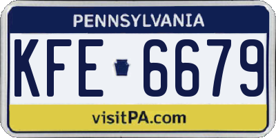 PA license plate KFE6679