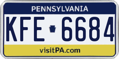 PA license plate KFE6684