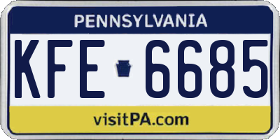 PA license plate KFE6685