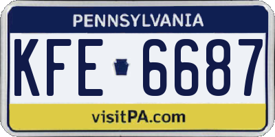PA license plate KFE6687