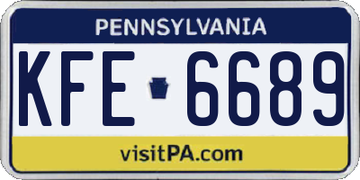 PA license plate KFE6689