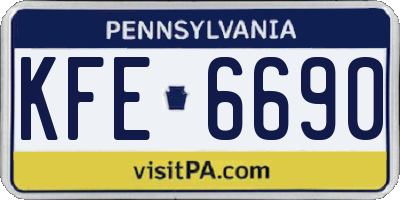 PA license plate KFE6690