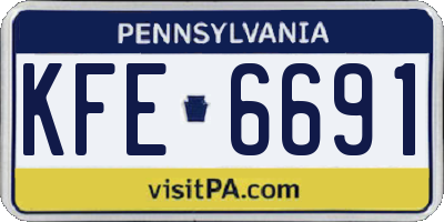 PA license plate KFE6691