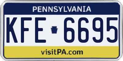 PA license plate KFE6695
