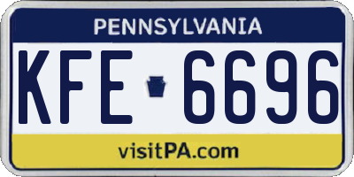 PA license plate KFE6696