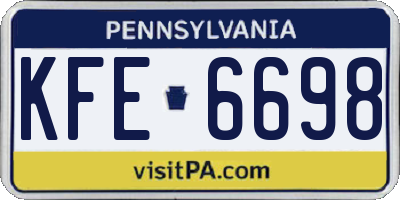 PA license plate KFE6698